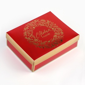Коробка складная  «Новогодний венок», 21 × 15 × 7 см
