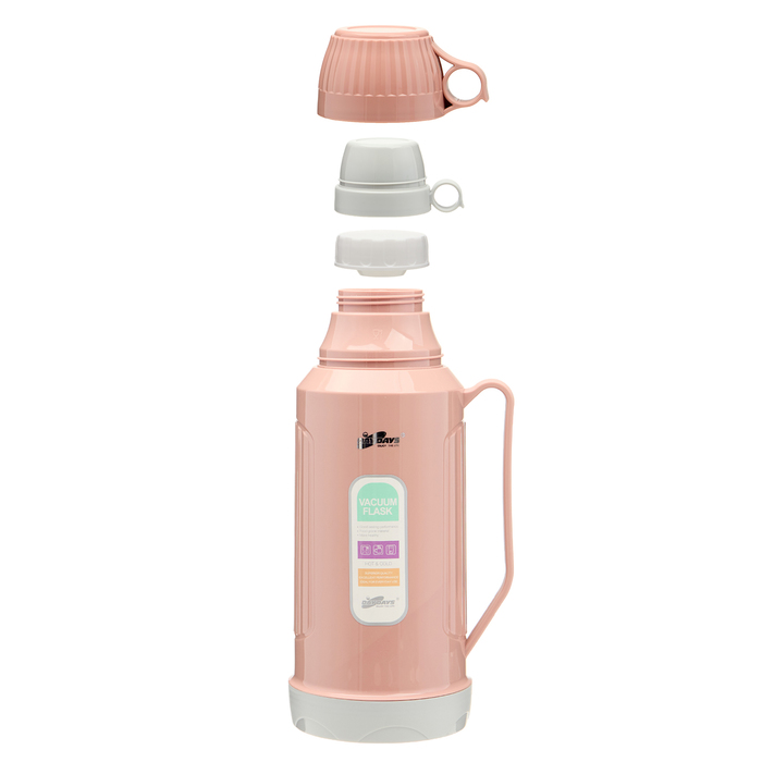 Термос 1.8 л, со стеклянной колбой, сохраняет тепло 12 ч, с кружкой, коричневый - Фото 1