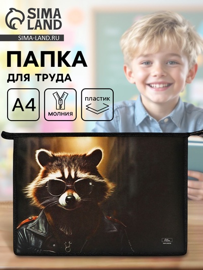 Папка для труда, А4, пластиковая, 23×32.5×5.5 см «Енот»