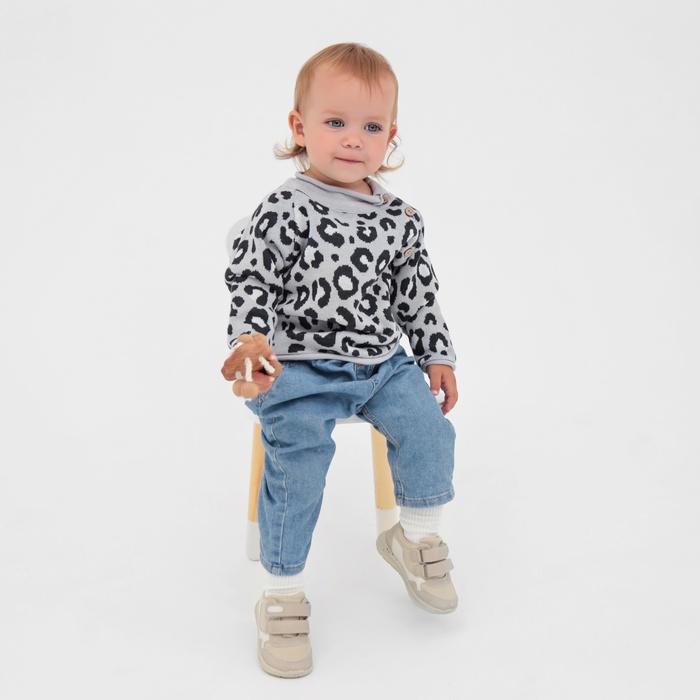 Джемпер вязаный Крошка Я Leo Baby рост 86-92 см, темно-серый - Фото 1