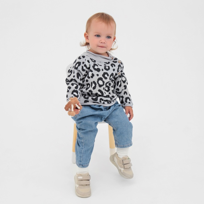 Джемпер вязаный Крошка Я Leo Baby рост 92-98 см, темно-серый - Фото 1