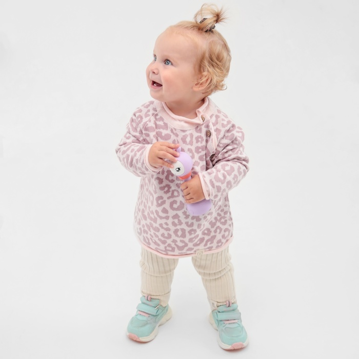 Джемпер вязаный Крошка Я Leo Baby рост 92-98 см, розовый - Фото 1