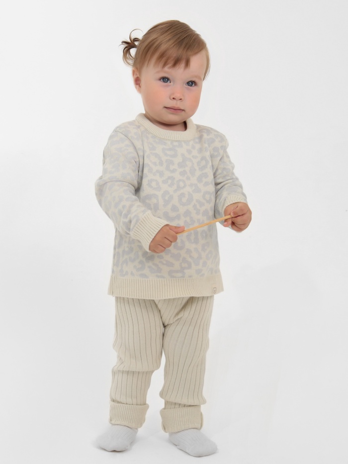 Костюм для девочки (джемпер, штаны) вязаный «Крошка Я» Leo Baby, рост 86-92 см, серый - Фото 1