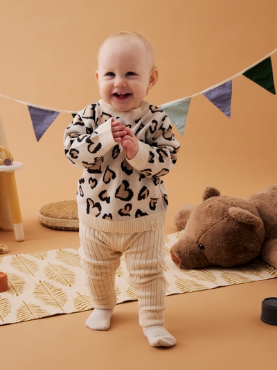 Костюм для девочки (джемпер, штаны) вязаный «Крошка Я» Leo Love, рост 80-86 см, бежевый