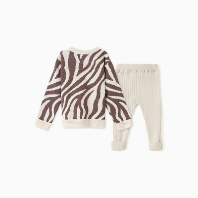 Костюм для девочки (джемпер, штаны) вязаный «Крошка Я» Zebra, рост 92-98 см, молочный