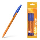 Набор ручек шариковых 4 штуки ErichKrause R-301 Stick&Grip Orange узел 0.7мм, цвет синий - фото 11331822