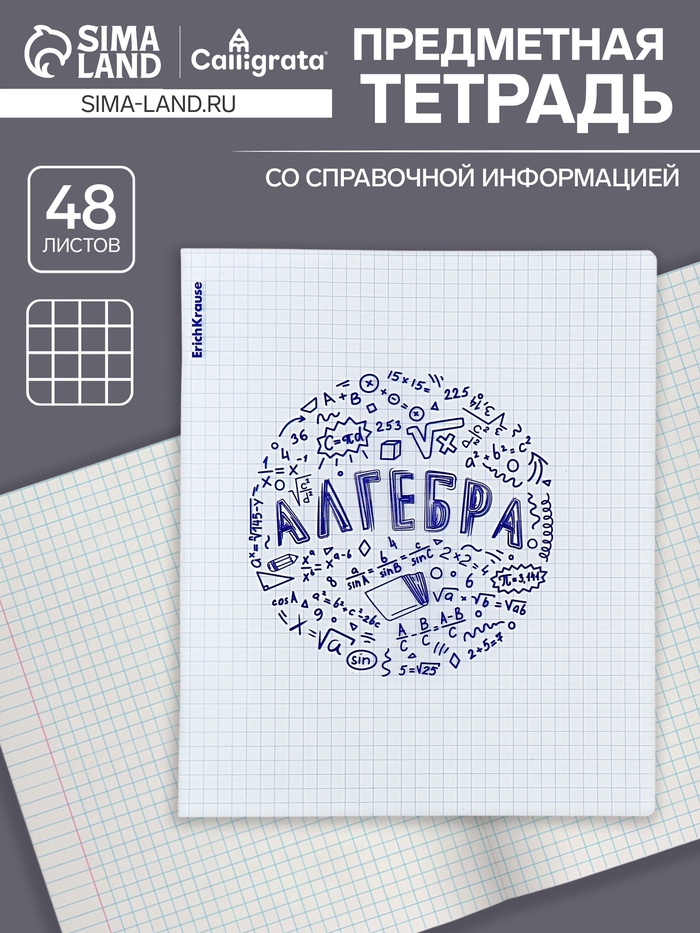 Тетрадь предметная «ErichKrause Chaos. Алгебра», 48 листов в клетку, пластиковая обложка - Фото 1