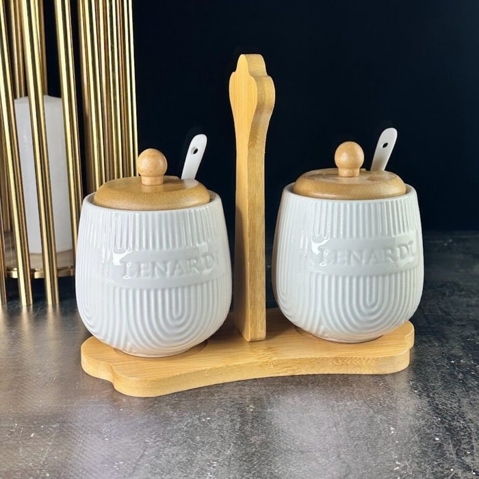 

Набор банок Lenardi Bamboo, с ложками, фарфор, 350 мл, 2 шт