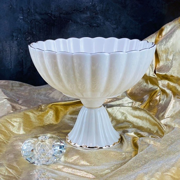 Конфетница на ножке Lenardi, фарфор, 15 см - Фото 1