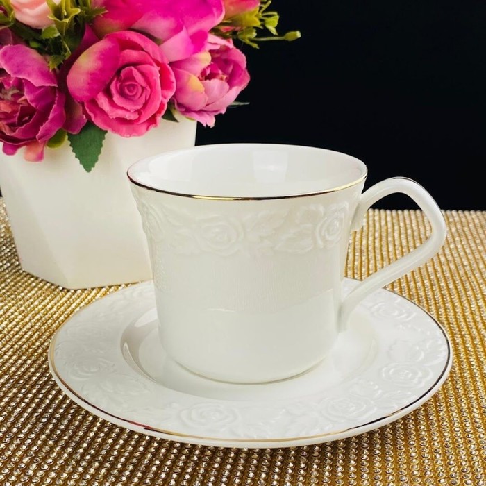 Чайный набор Lenardi «Белая Роза», фарфор, 250 мл, 12 предметов - Фото 1