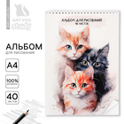 Альбом для рисования 40 листов на пружине А4 «Три котика» - Фото 1
