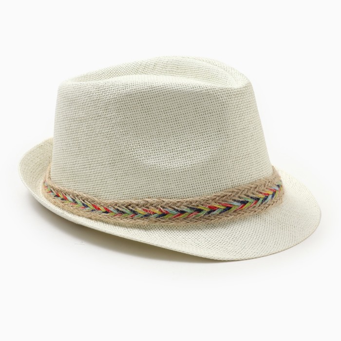 Шляпа мужская MINAKU, цвет молочный, р-р 58 - Фото 1