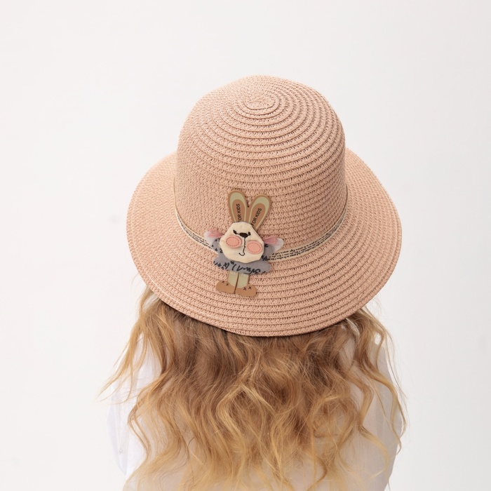 Шляпа для девочки MINAKU «Зайка», розовая, размер 52 - Фото 1