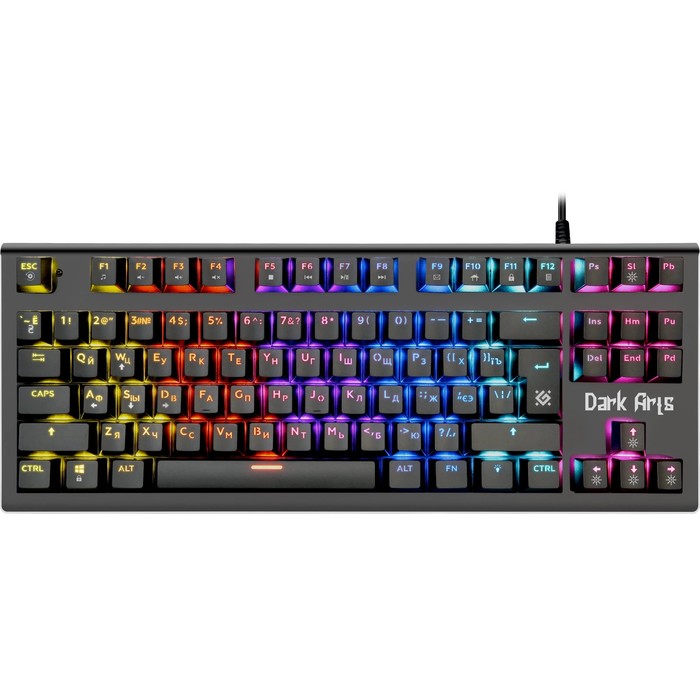 Клавиатура Defender Dark Arts GK-375, игровая,проводная,механическая,подсв,87 кл,USB,черная - Фото 1