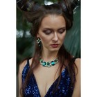 Набор 2 предмета: серьги, колье, цветочная поляна, зеленый 45 см - Фото 1