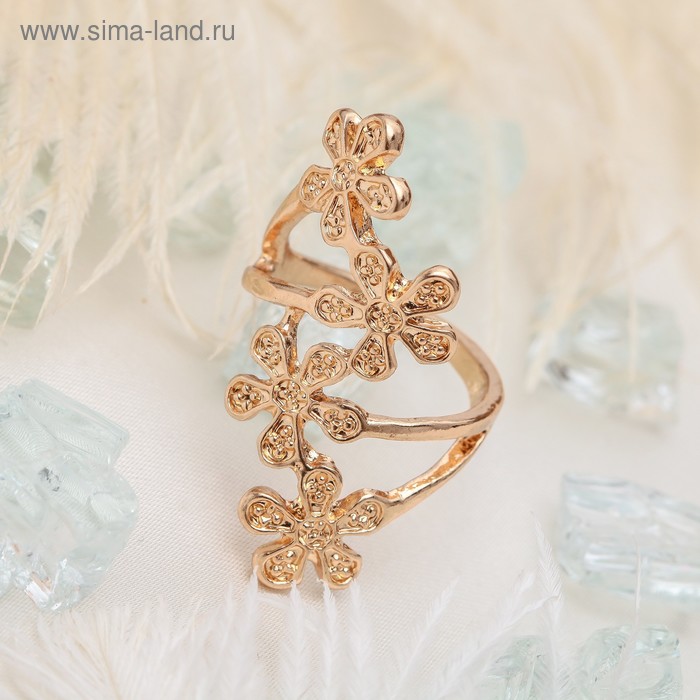 Кольцо «Цветочный каскад», цвет белый в золоте, размер 17,18,19 МИКС - Фото 1