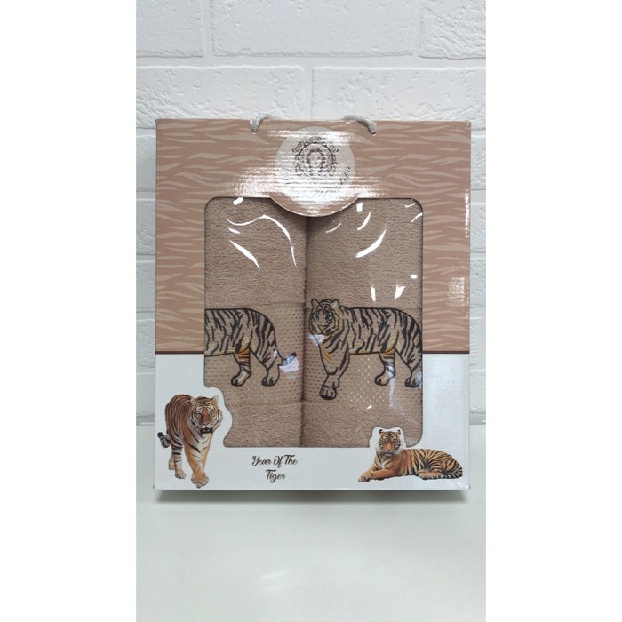 Набор махровых полотенец Diva Afrodita «Тигр» Lux, 430 гр, размер 50х90 см, 70х140 см - Фото 1