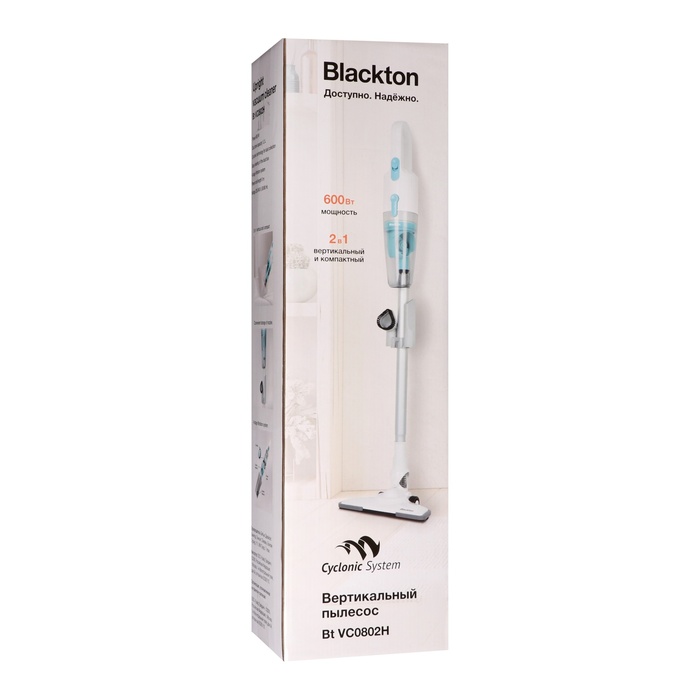 Пылесос Blackton Bt VC0802H, вертикальный, 600/120 Вт, 1.2 л, бело-голубой - фото 51583091