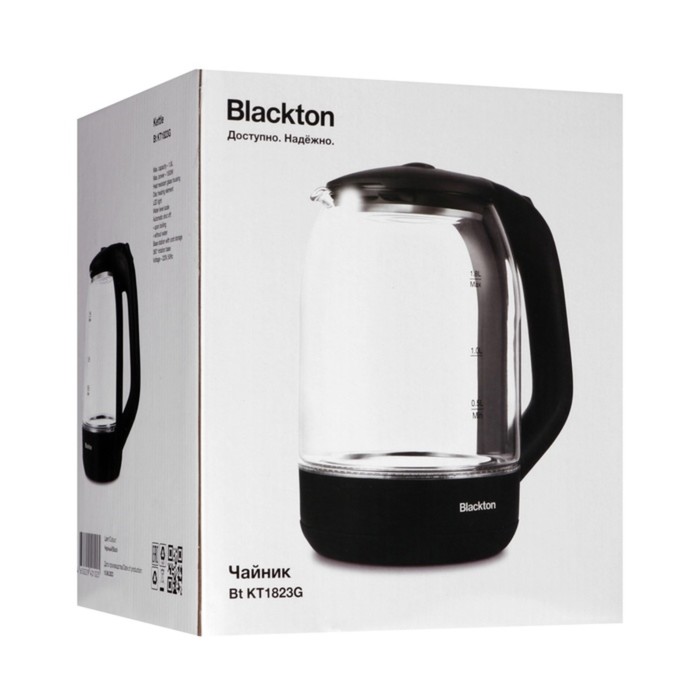 Чайник электрический Blackton Bt KT1823G, стекло, 1.8 л, 1500 Вт, чёрный - фото 51583099