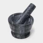 Ступка с пестиком Magistro «Мрамор», 10,5×7 см, камень, цвет чёрный - Фото 2