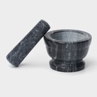 Ступка с пестиком Magistro «Мрамор», 10,5×7 см, камень, цвет чёрный - Фото 3