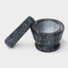 Ступка с пестиком Magistro «Мрамор», 10,5×7 см, камень, цвет чёрный - фото 4464555