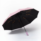 Зонт автоматический «Однотон», с фонарем, 3 сложения, 10 спиц, R = 51/58 см, D = 116 см, цвет розовый - фото 12093341