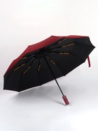 Зонт автоматический «Однотон», с фонарем, 3 сложения, 10 спиц, R=51/58 см, D=102 см, бордовый - Фото 3