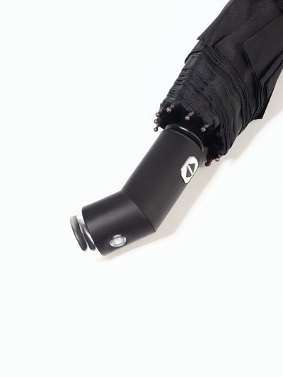 Зонт автоматический «Однотон», с фонарем, 3 сложения, 10 спиц, R=51/58 см, D = 102 см, чёрный