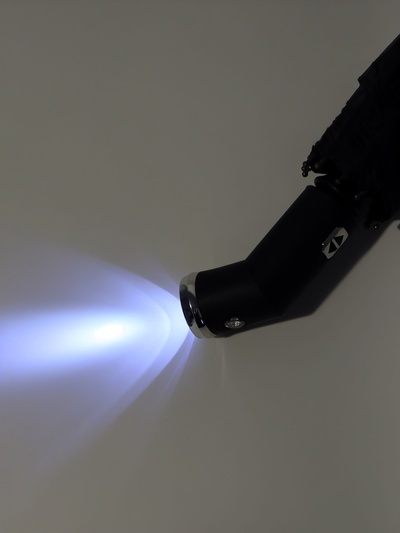 Зонт автоматический «Однотон», с фонарем, 3 сложения, 10 спиц, R=51/58 см, D = 102 см, чёрный