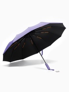 Зонт автоматический «Однотон», 3 сложения, 10 спиц, R=51/58 см, D=102 см, фиолетовый - Фото 2