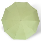 Зонт автоматический «Однотон», 3 сложения, 10 спиц, R = 51/58 см, D = 116 см, цвет оливковый - фото 12093438