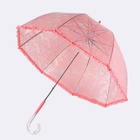 Зонт - трость полуавтоматический «Кружево», 8 спиц, R = 40/58 см, D = 116 см, цвет розовый/прозрачный - фото 11515232