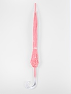 Зонт - трость полуавтоматический «Кружево», 8 спиц, R=40/58 см, d=80 см, розовый, прозрачный - Фото 4