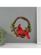 Фигурка подвеска «Красная птичка на венке с шишками», 7.5×20×20.5 см - Фото 2