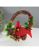 Фигурка подвеска «Красная птичка на венке с шишками», 7.5×20×20.5 см - Фото 6