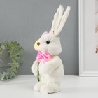 Сувенир "Белая зайка с розовым бантом и пасхальными яйцами" 12х12,5х25 см - Фото 2