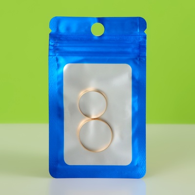 Пакет Зип-лок с окном, с еврослотом, синий, 9.5 х 5.5 см