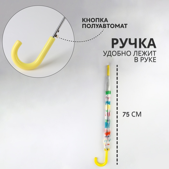 Зонт - трость полуавтоматический «Круг», 8 спиц, R = 45 см, разноцветный