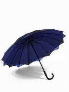 Зонт - трость полуавтоматический «Однотонный», двухслойный, 16 спиц, R=52/60 см, d=104 см, чёрный, синий - Фото 3