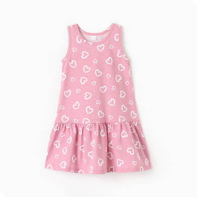 Платье для девочки, цвет розовый/сердечки, рост 92 см