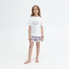 Пижама для девочки (футболка/шорты), цвет молочный, рост 110 см - фото 24611247