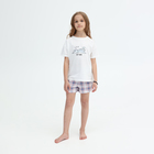Пижама для девочки (футболка/шорты), цвет молочный, рост 116 см - Фото 6