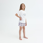 Пижама для девочки (футболка/шорты), цвет молочный, рост 116 см - Фото 7