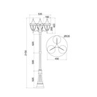 Садово-парковый светильник Outdoor O026FL-03B, E27, 535х535х2150 мм, 3х60 Вт, чёрный - Фото 3