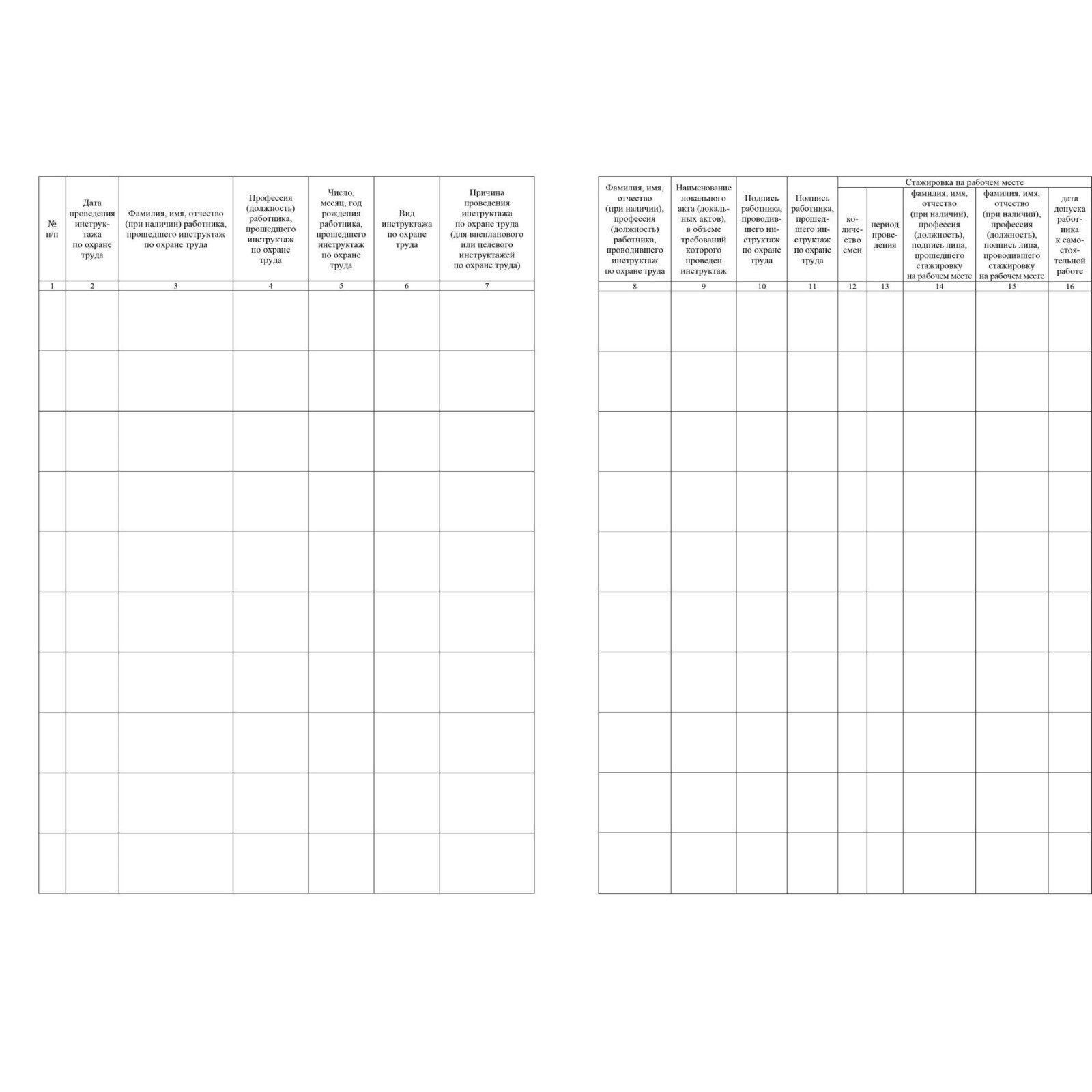 Журнал регистрации инструктажа по охране труда на рабочем месте (кж ...