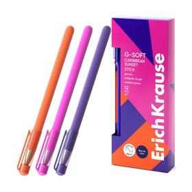 Ручка гелевая ErichKrause G-Soft Stick Caribbean Sunset узел 0.38 мм, чернила синие, длина непрерывной линии 500 м