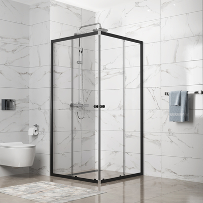 Душевое ограждение Domani-Spa Cube 99, прозрачное стекло, 90×90×190 см, без поддона, графит
