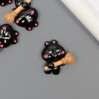Декор для творчества пластик "Чёрный кролик с метлой" 2,5х2,5х0,8 см - фото 110544907