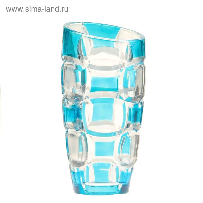 ваза стекло цветные квадраты 19*9,5 см срез - Фото 1